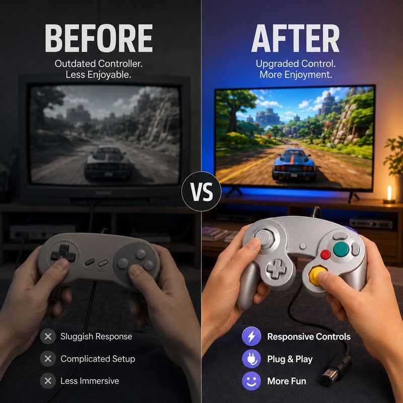GameCube-Compatible Wired Controller for Retro Gaming – Responsive Joystick Gamepad