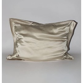 100% Mulberry Silk Pillowcase Oxford Pillowcases for hair and skin 50x75cm both sides 19momme Charmeuse pure natural organic soft luxury pillow case cover (Champagne Beige single)