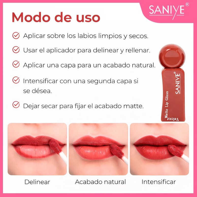SANIYE Labial Líquido Matte 24h Waterproof – Color #04 y