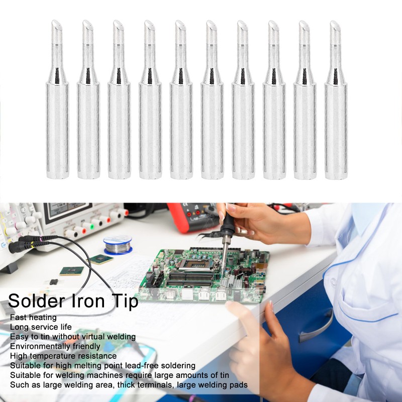 10Pcs Solder Iron Tip Brass Internal Heating Lead Free Soldering