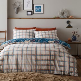 Happy Linen Company Winter Stags Blue Single Reversible Duvet Cover Bedding Set