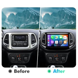 10.1 Inch IPS Touchscreen Android 13 Car Stereo for Jeep Compass 2 MP 2017-2019 with Wireless CarPlay & Android Auto 2+32GB Car Radio, Support GPS, WiFi 6, Bluetooth,5.4, FM Radio, Backup Camera, SWC
