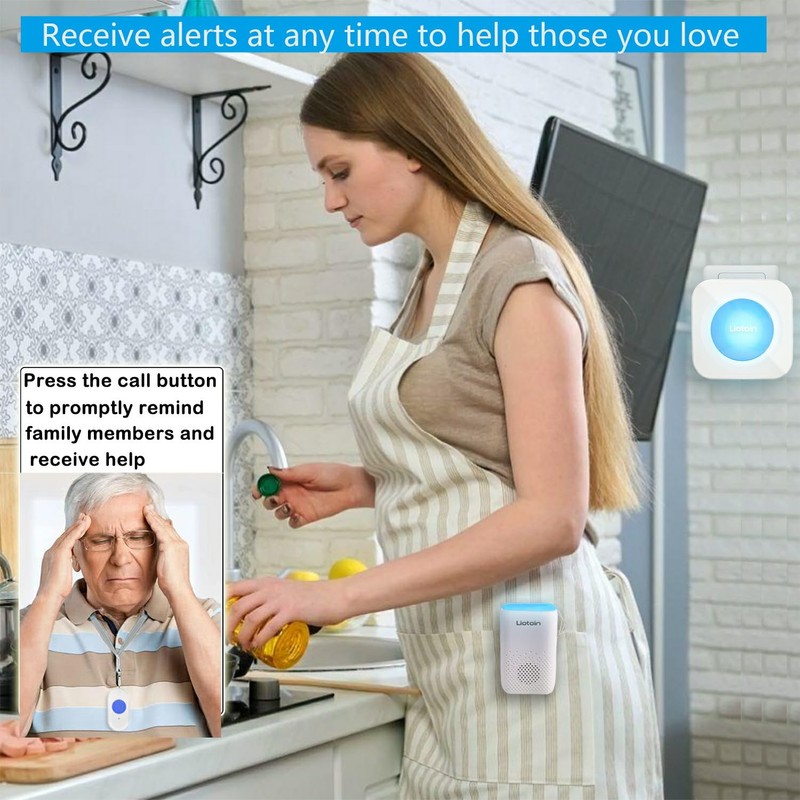 LIOTOIN Wireless Caregiver Pager Call Button Call Bell for Elderly/Patients