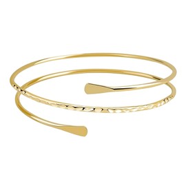 Nzexlyva Gold Arm Cuff Bracelet for Girls & Women, Adjustable Open Wide Wire Bracelets, Minimalist Style Bangle Open Armlets Fashion Wrist for Date Party Daily Travel Gift