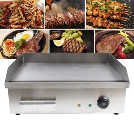 Cbhfmljd Electric Countertop Griddle Grill Barbecue Flat Top Cooktop Plate Non-Stick 22'' Commercial Large Countertop Griddle Flat Top BBQ Grill Plate Machine For Fried Steak, Hand Pancakes