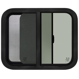 RV Window for Cargo Trailer,30"W x 24"H RV Window Replacement for Camper Travel Trailer Cargo Van,Horizontal Sliding with Screen&Trim Ring Fit 1" or 1-1/2" Thick Wall,DOT Approved