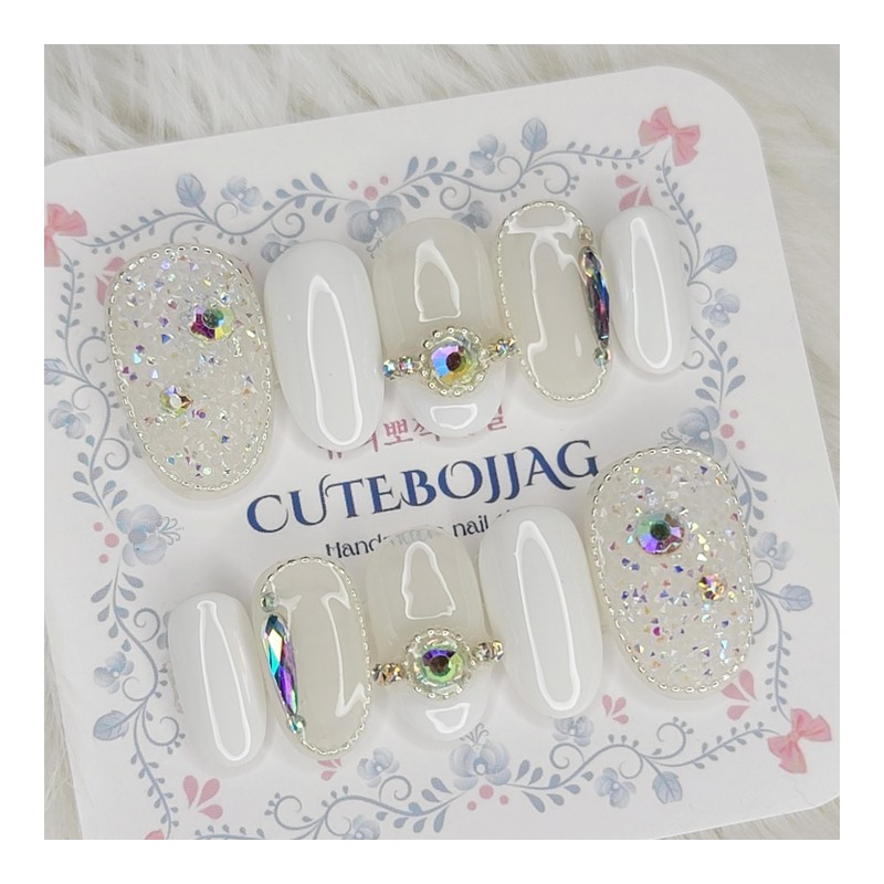 Aurora Pixie Wedding Handmade Nail Tips - Oval L /