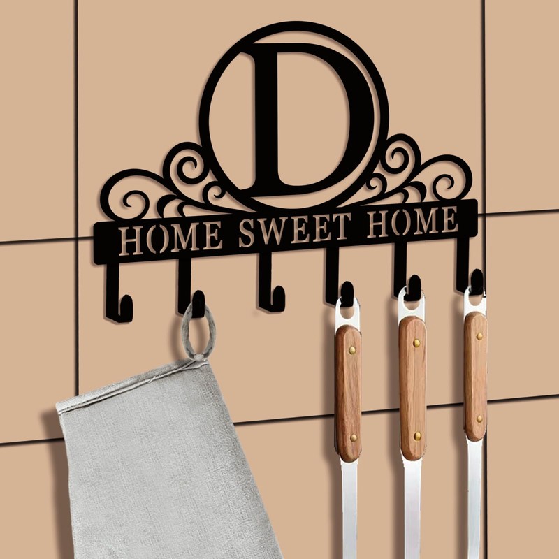 SIFZYJGN Metal Letter D Key Holder for Wall, Monogram Coat