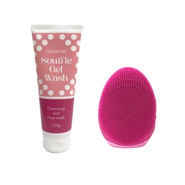 Neon Beauty & Souffle Facial Wash Gel Set (Beauty Cleansing Set), Rose Pink, Electric Facial Cleansing Brush, Gel Facial Cleansing, Moisturizing, Transparent, Cleansing Gel
