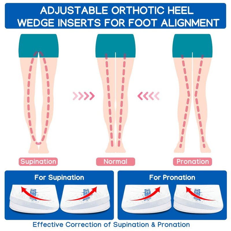 Unribeau 2 Layers Adjustable Supination & Pronation Correction Heel Insoles,Self-Adhesive