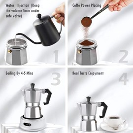 SwindowL Moka Pot Coffee Pots And Stovetop Espresso Maker,Italian Coffee Maker,Greca Coffee Maker, Cafeteras, 150ml, Silver (3 Cup)