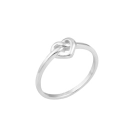 Dew Love Knot Heart Ring Size M – Sterling Silver, Classic Design, Symbolising Friendship & Affection