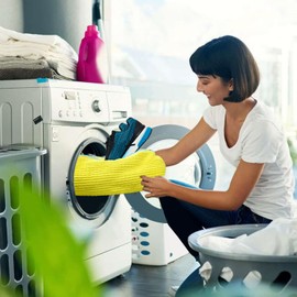 Henkion Shoe Washing Bag for Washing Machine, Shoes Laundry Bag for Washer and Dryer, Reusable, 360° Cleaning and Durable Zipper Plush Shoe Cleaning Bag for All Shoes, Sneakers, Slippers (Yellow 1Pc)