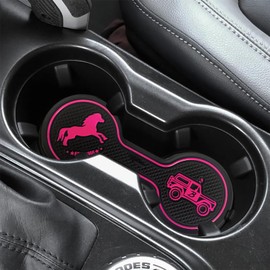 LSAUTO Car Cup Holder Coaster Compatible with Ford Bronco Offroad 2021-2025, Silicone Car Decorative Water Coaser, Bronco Car Accessories (Pink)