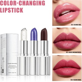 Lápiz labial que cambia de color PH,lápiz labial hidratante (3Colors) No pegajoso, revitalizante para labios secos, lápiz labial a prueba de manchas, tres colores: transparente, rosa y azul