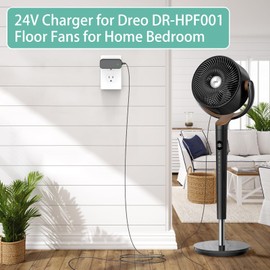 Power Cord for Dreo PolyFan 311 Floor Fans, 24V Charger for Dreo PolyFan 311 Air Circulator Oscillating Standing Fan Replacement Power Supply AC DC Adapter
