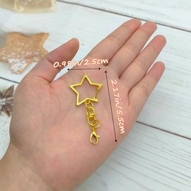 XCSJ Pack of 20 Star Key Rings with Chain Lobster Clasp Key Rings 25 mm Key Ring Chain Key Rings Metal Colourful Key Rings for Keys, Crafts, DIY Christmas Decoration
