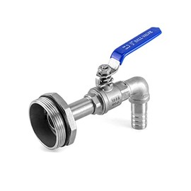 QWORK Drum Faucet for 55 Gallon Steel/Plastic Drum, 2" Stainless Steel Barrel Faucet with 90 Degree 3/4" Outlet and EPDM Gasket, No Leaking, for Water, Diesel, Gasoline, Other Liquids
