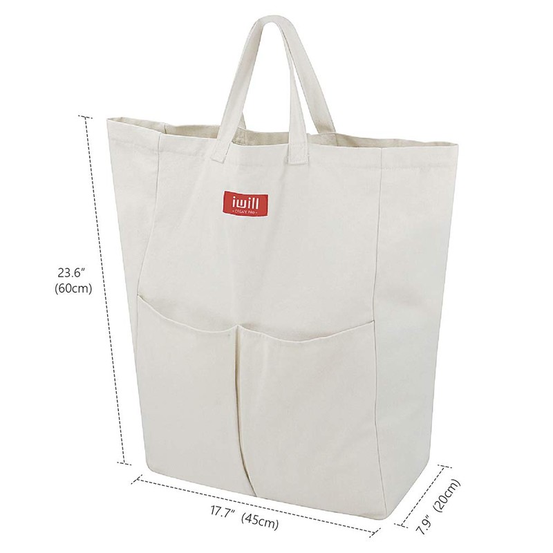 2 Pcs Canvas Laundry Bags with Carrying Handles & Drawstring