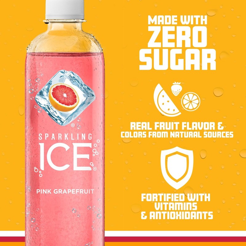 Sparkling Ice, Pink Grapefruit Sparkling Water, with Antioxidants and Vitamins,