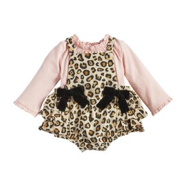 Mud Pie Baby Girls' Leopard Pinafore Set, Tan, 6-9 Months