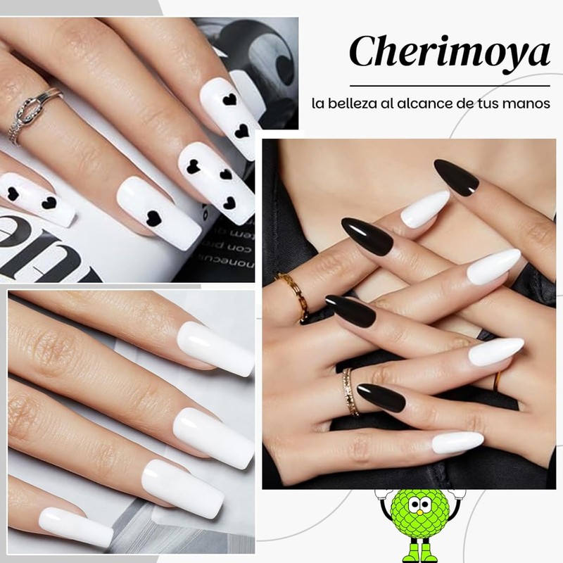 Cherimoya Esmalte De Uñas En Gel Blanco y Negro 2Pzs