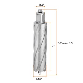 sourcing map Annular Cutter 1-1/4" Dia 4" Depth 3/4" Shank TCT Cutting Drill Bits with Pin for Magnetic Drill Press
