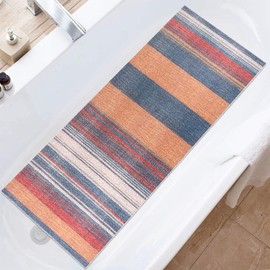 Bath Mat Non-Slip Shower Mat 40 x 100 cm: Soft Comfort Non-Slip Bath Mat with Drainage Holes, PVC Loofah Massage Bath Mat for Bathtub, Shower and Wet Areas