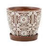Napco 13947 Rustic Flower White and Brown 5.5 x 5.5