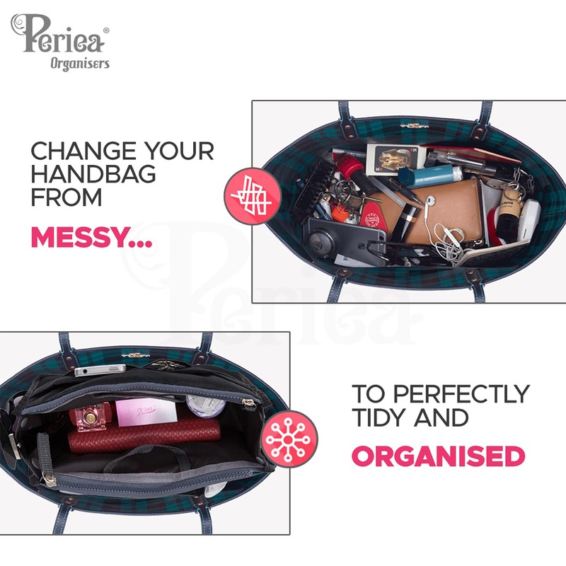 Periea 'Chelsy' Premium Handbag Organiser Insert: Structured Travel Pouch for
