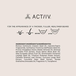 ACTIIV Thickening Beard Oil (Classic Scent) | Promotes Thicker Fuller Beard Growth, Nourishes & Softens Facial Hair, Lightweight Non-Greasy Formula, Vegan, Plant-Based, All Beard Types, 30 mL / 1 oz