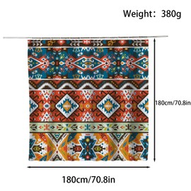 FAIRYGATE Bathroom Curtains Shower Boho Floral Shower Curtain Bohemian Colorful Mandala Flower Ethnic Tribal Vintage Geometric Patchwork Aesthetic Art Waterproof Washable Bath Curtain B8607