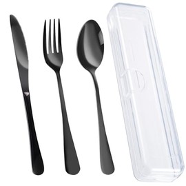4 piezas de cubiertos de viaje premium con estuche, juego de cubiertos reutilizables portátiles de acero inoxidable con estuche, juego de cubiertos de