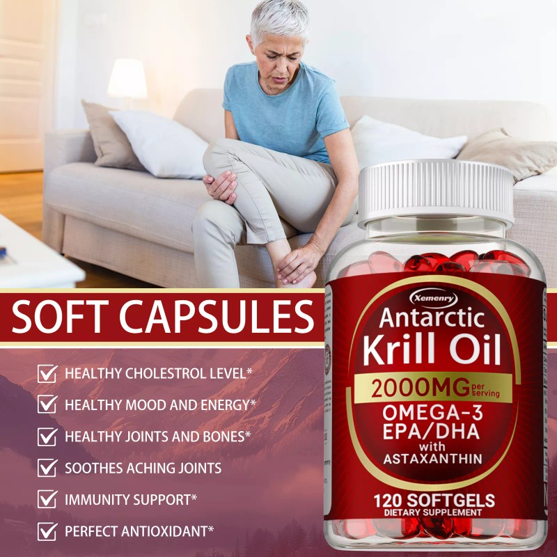 xemenry Antarctic Krill Oil - Omega-3 EPA, DHA, Astaxanthin, Anti
