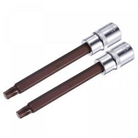 uxcell 1/2" Square Drive x T50 Torx Bit Socket, S2 Steel Bits, CR-V Sockets 140mm Length (for Hand Use Only) 2 Pcs