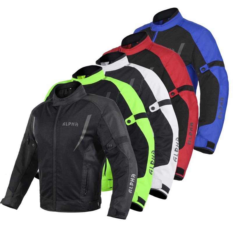 ALPHA CYCLE GEAR HI VIS MESH MOTORCYCLE JACKET FOR MENS