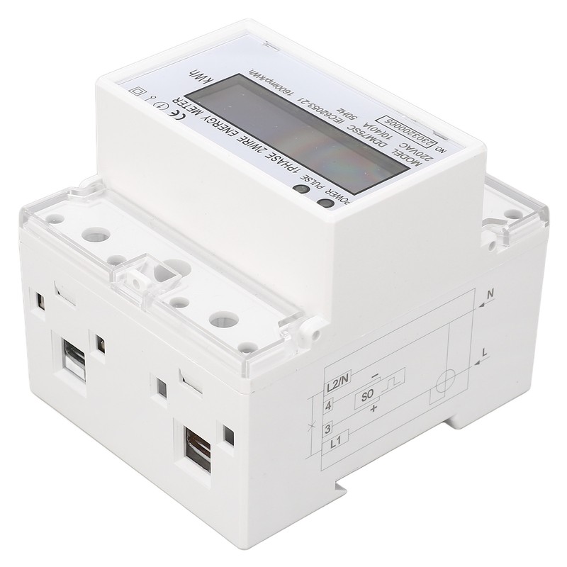 Energy Meter 1 Phase 2 Wire 4P Digital LCD Kwh