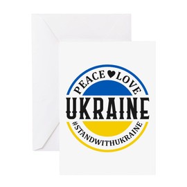 CafePress Peace Love Ukraine Greeting Cards Folded Greeting Card Matte
