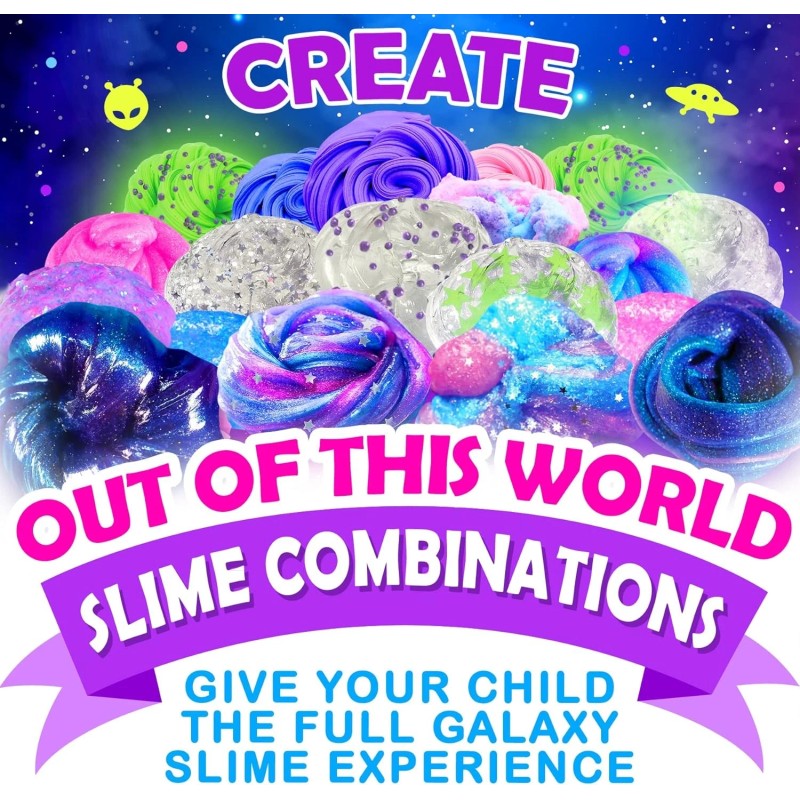 Original Stationery Galaxy Slime Kit, Maker Set with Glow in