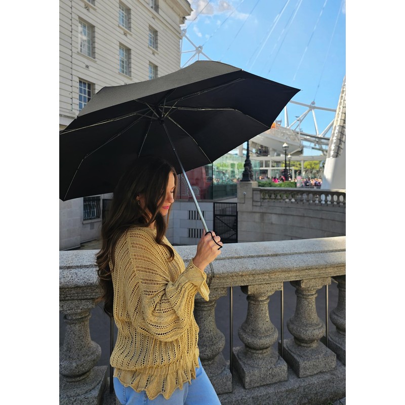 Fulton Fulton Stowaway Deluxe Black Unisex_Adult Umbrella Deluxe Black One