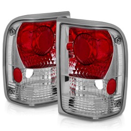 AmeriLite for 1993-1997 Ford Ranger Chrome Euro Replacement Brake Tail Lights Assembly Set - Passenger and Driver Side