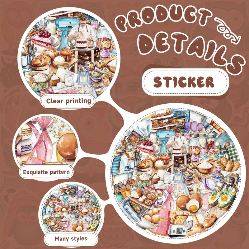 Bubaxuce Funny Baking Stickers 100 Pieces Realistic Transparent Bakery PET