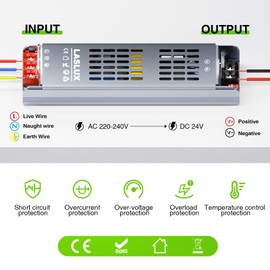 Pack of 2 LED Transformer 230 V to 24 V 200 W Dimmable with Slow Beginning Switching Power Supply Transformer, Mute Driver Power Supply 8.3 A, Driver (24 V - 2 PC, 200 Watt)