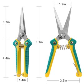 WYF Pruning Scissors, Professional Garden Shears - Straight Stainless Steel Blades - Sharp Gardening Hand Pruner for Garden Harvesting Fruits, Vegetables, Trimming Flowers and Plants, 8.1IN