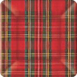 Ideal Home Range 8 Count Square Paper Plates, 10-Inch, Classic Red and Green Plaid Check