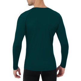 Runhit UPF 50+ Men's Compression Shirts, Long Sleeve Compression Shirts Quick Dry, Soccer Rash Guard for Men Dark Green M