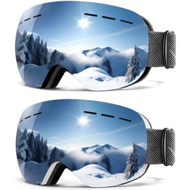 QALLY Anti Fog Ski Goggles for Men Women Snow Goggles with UV Protection Snowboard Goggles, Black Frame Silver Lens/White Frame Silver Lens