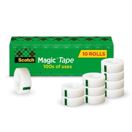 Scotch Magic Tape Refill Rolls, Invisible Matte Finish, 3/4" x 1000" (1" Core), 2-Pack (20 Total Rolls), Permanent Adhesive for Office, School, and Gift Wrapping
