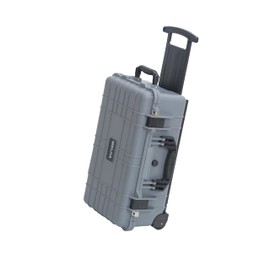 MEIJIA All Weather Rolling Waterproof Protective Case, Hard Camera Case,Dry Case with Retractable Pull Handle and Wheels,Foam Inserted,22 x13.81x9inches (Grey)