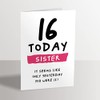 16th Birthday Card for Sister - 16 Today Seems Like